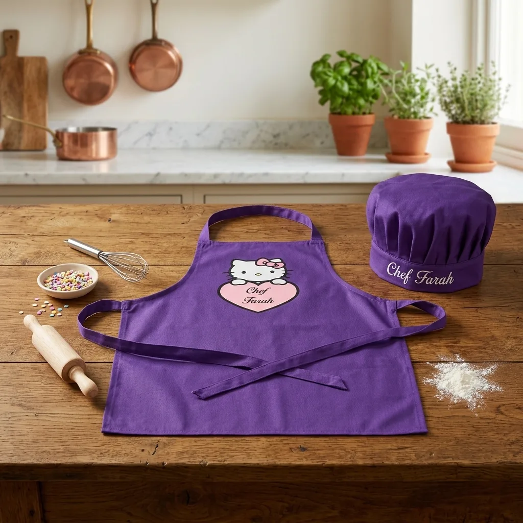 Tablier + Toque Hello Kety - enfant